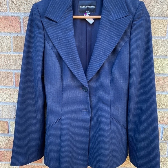 Vintage Giorgio Armani Striped Blazer Jacket Size 36 - Picture 3 of 9